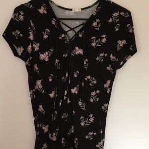 Fitted Lace up Tee Shirt